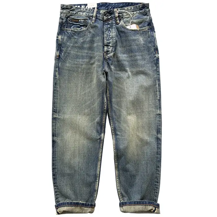 Jean en denim selvedge bleu indigo japonais pour homme, coupe droite, 13,5 oz, artisanal, vintage, l