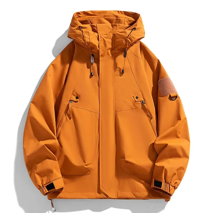 Coupe-vent hommes veste à capuche manteau à glissière Cargo imperméable noir Bomber Camping ample mi