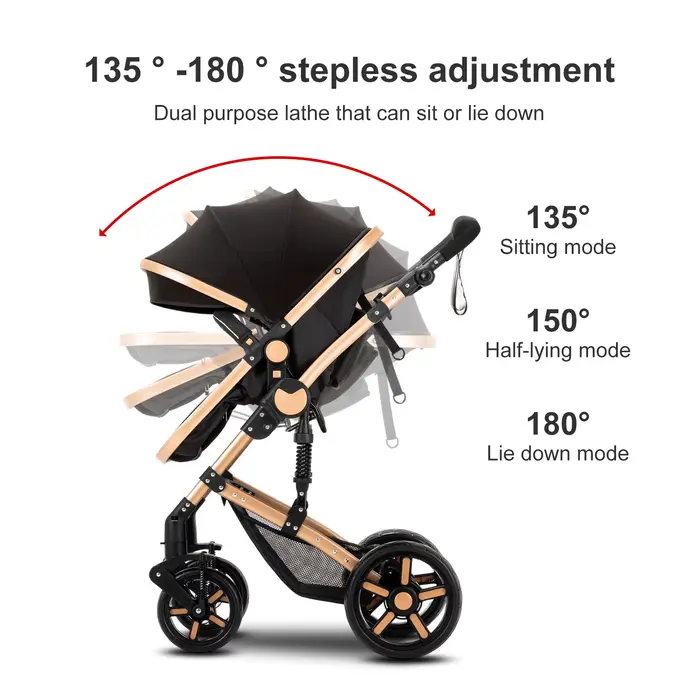 Poussette système de voyage pour bébé avec couffin, siège auto et cadre léger – Pliage à une seule t
