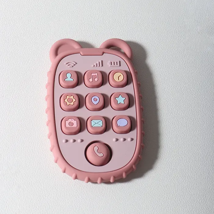Anneau de dentition en Silicone en forme de téléphone portable pour bébé, jouet éducatif sensoriel p