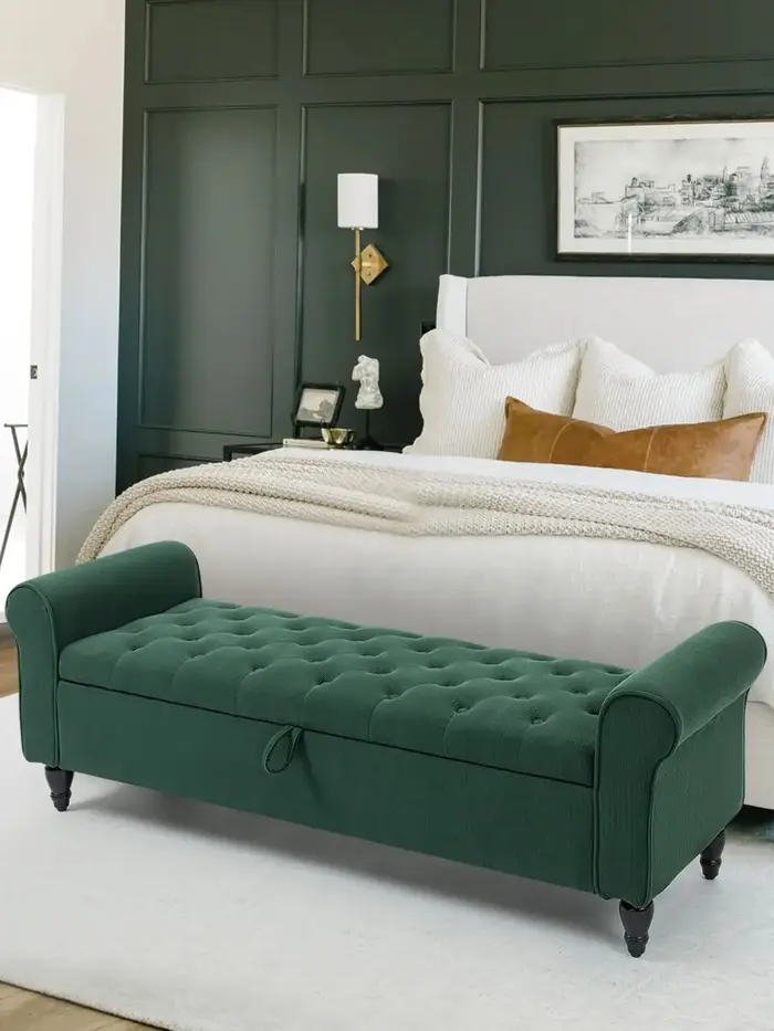 Banc de rangement touffeté avec rangement pour salon et chambre à coucher
