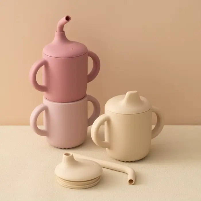 Tasse de paille en Silicone pour bébé, 1 pièce, deux couvercles, sans BPA, stockage Portable, conten