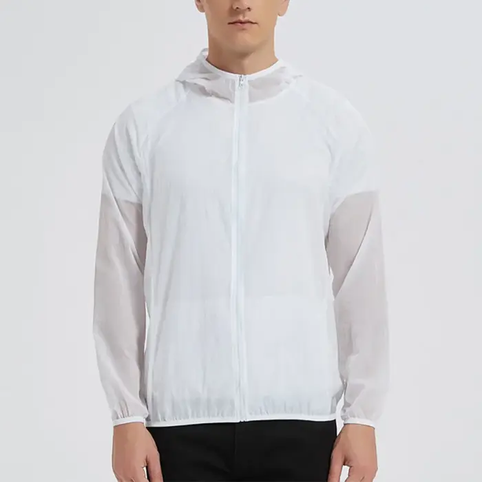 Vêtements de Protection solaire d'été pour hommes, léger et respirant, veste à capuche en soie glacé
