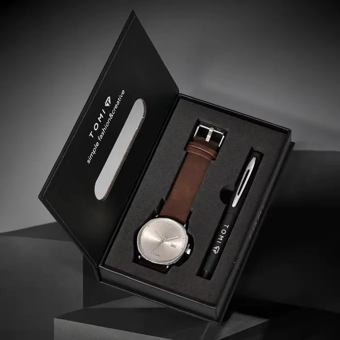 TOMI nouveau 2 pièces de luxe hommes d'affaires montre coffret cadeau Simple et décontracté hommes c