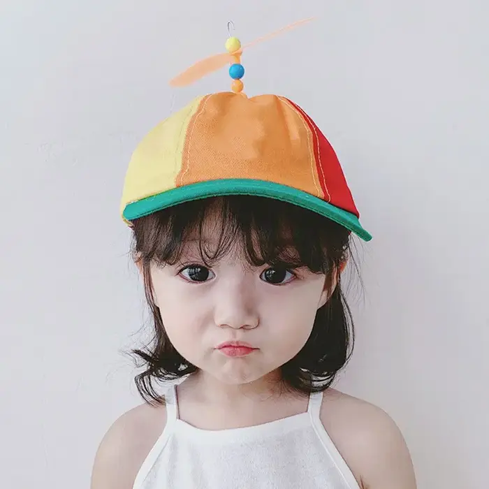 Casquette de soleil en bambou libellule arc-en-ciel pour enfants, chapeau Snapback, conception d'hél