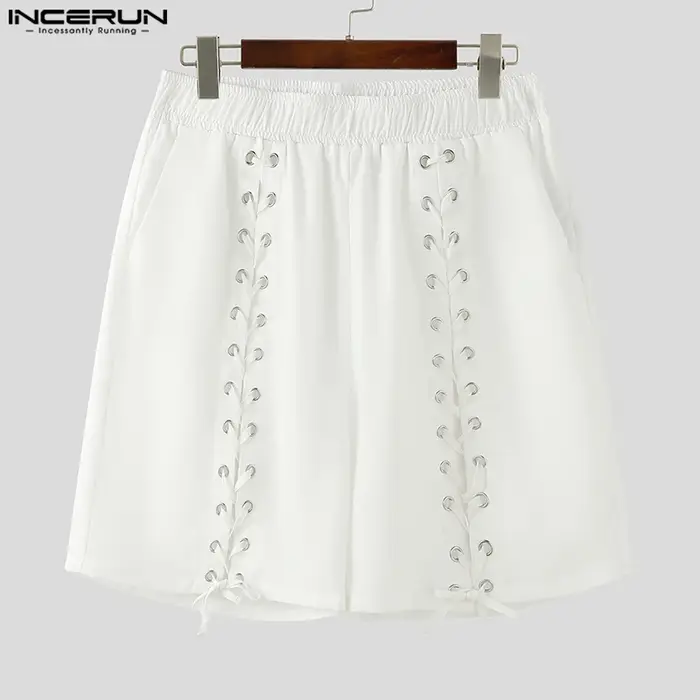 INCERUN-Short de Style Américain pour Homme, Design en Maille, Couleur Unie, Décontracté, Marche en 