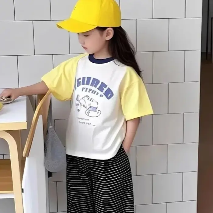 T-shirt d'été en coton à manches courtes pour bébés filles, motif dessin animé, haut tendance, nouve