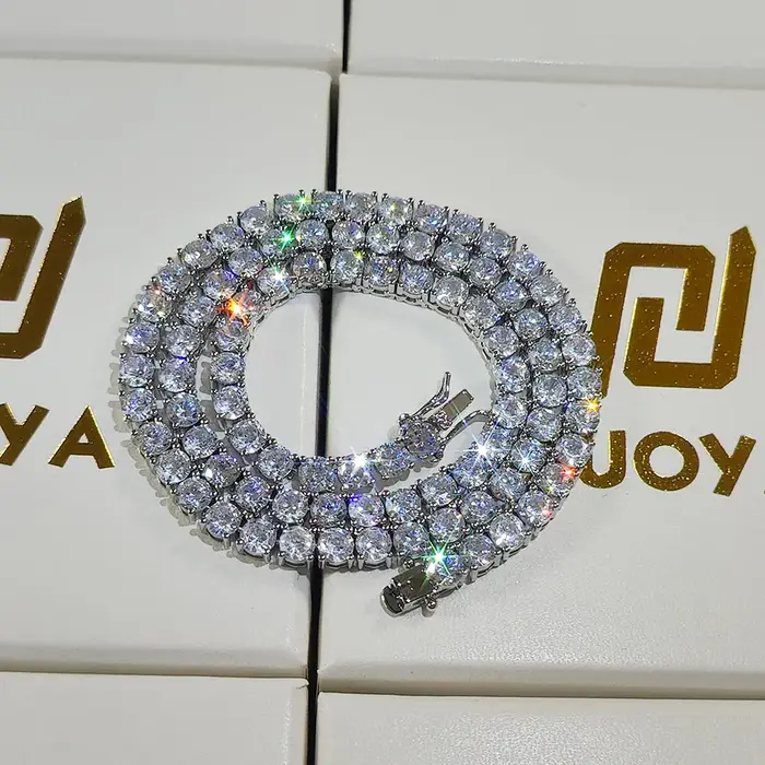 Hip-Hop 1 rangée Cz Tennis chaîne collier cubique Zircon glacé 3Mm 4Mm 5Mm 6Mm 18/K rappeur collier 