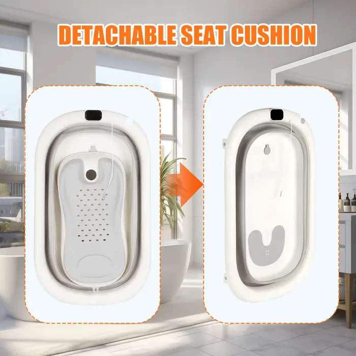 Baignoire Pliable pour Bébé et Nouveau-Né, Inclus Transat De Bain & Thermomètre Intégré, Confortable