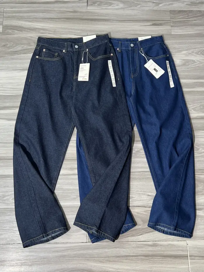 Pantalon décontracté classique à jambe droite pour hommes, coupe ample, en denim 100% coton, style q
