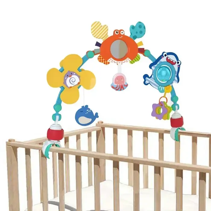 Jouets d'arc de poussette pour bébé, jouet videur, arc d'activité, jouets de motricité fine, développement sensoriel, sièges de voiture pour bébés occasions spéciales
