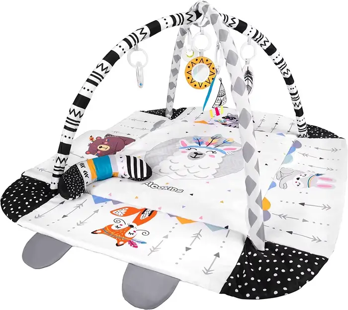 Tapis de jeu pour bébé, tapis de gymnastique pour nourrissons, tapis d'activité lavable en machine, 