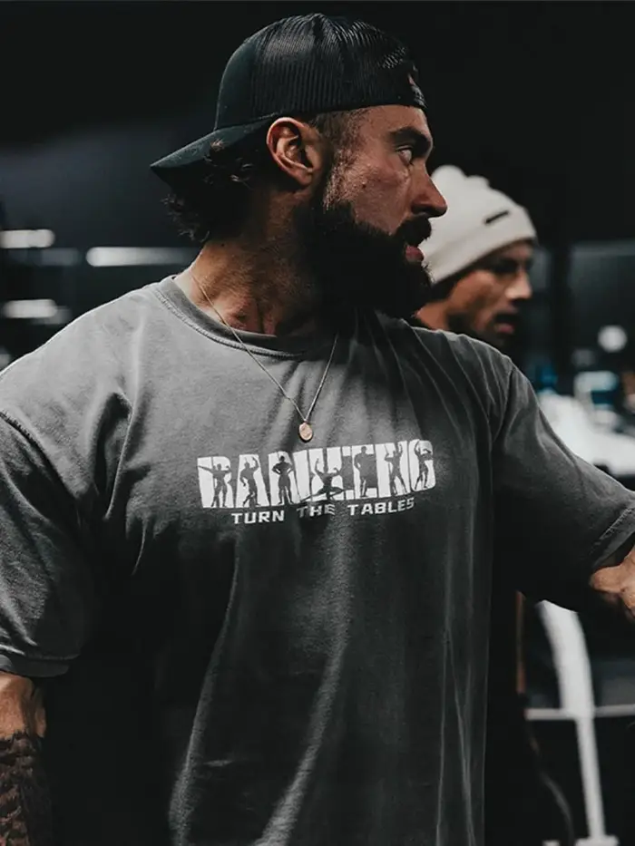 T-shirt col rond pour hommes, confortable et respirant, avec lettres imprimées, entraînement muscula