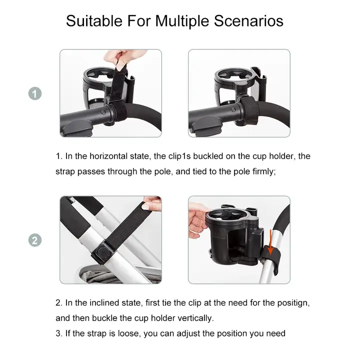 Accessoire 2 en 1 pour poussette support téléphone et porte-gobelet universel pour promenades avec bébé occasions spéciales