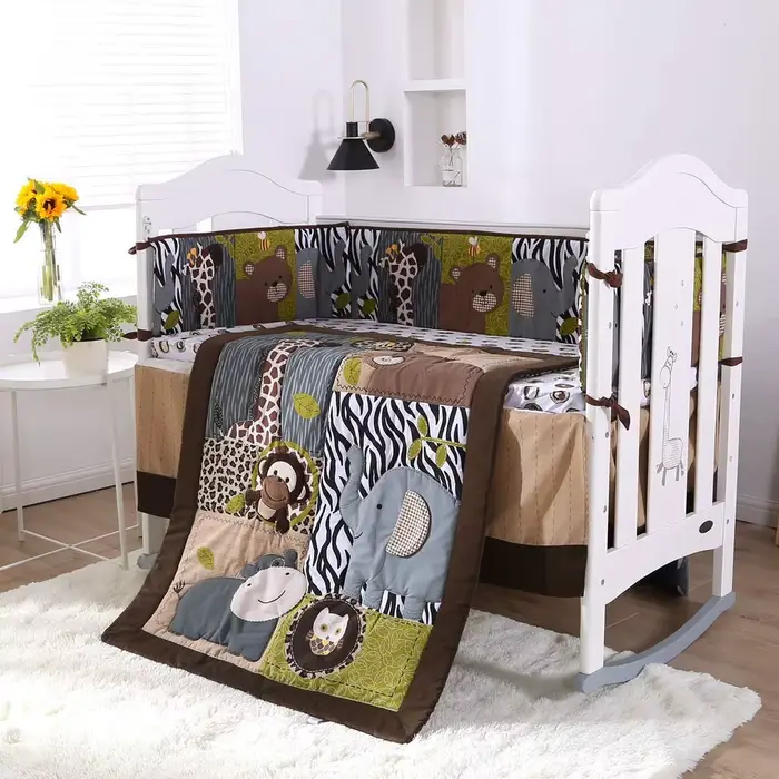 7 pièces animaux de la forêt bébé berceau ensemble de literie pépinière bébé berceau ensemble pour c