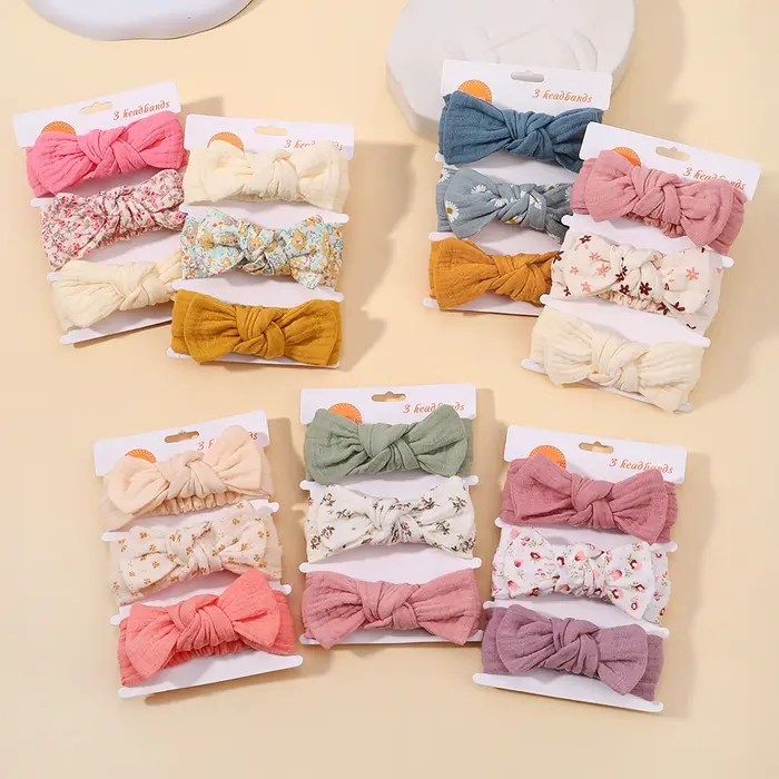 3 pièces bébé filles bandeau ensemble nœud noeud tête enveloppement pansement enfants tout-petits ch