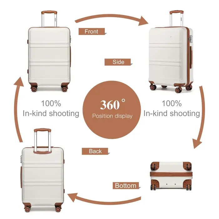 Kono Valise d'habitacle légère – Coque rigide ABS 20/24/28 pouces, convient à EasyJet sous le siège,