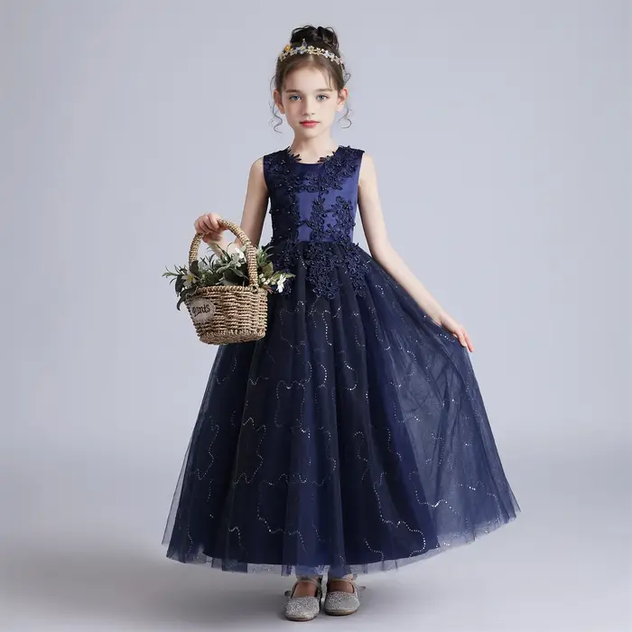 Robe princesse en dentelle pour fille tenue formelle soirée mariage robe fleurie enfant BX683 occassions speciales ceremonies anniversaires