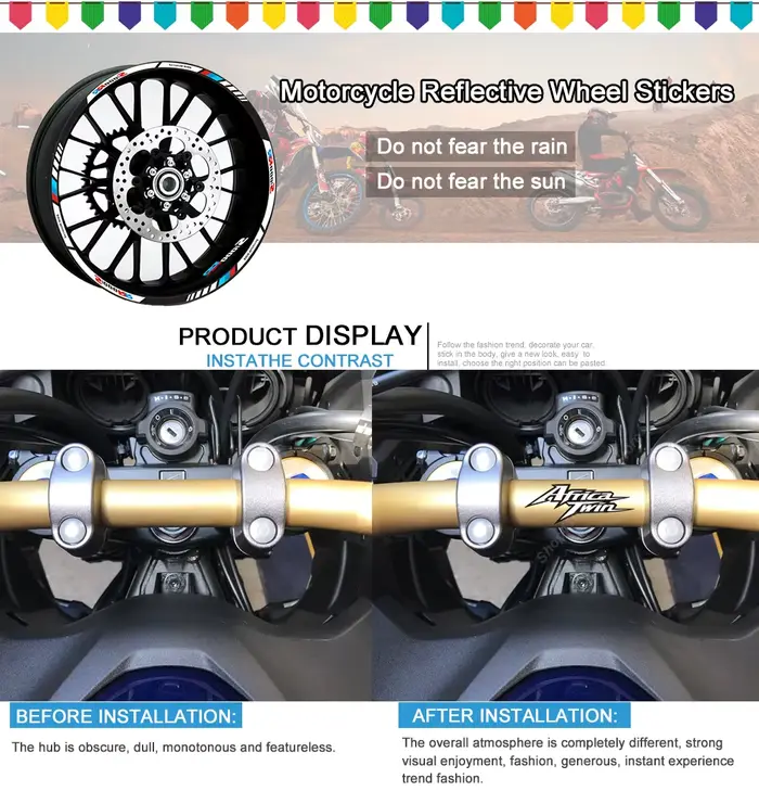 Autocollants réfléchissants imperméables pour moto, autocollants imperméables Africa Twin 750 XRV po