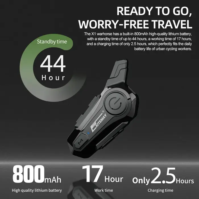 Oreillette Bluetooth X1 Plus pour Moto, appareil de communication pour casque, Intercom pour 2 motoc
