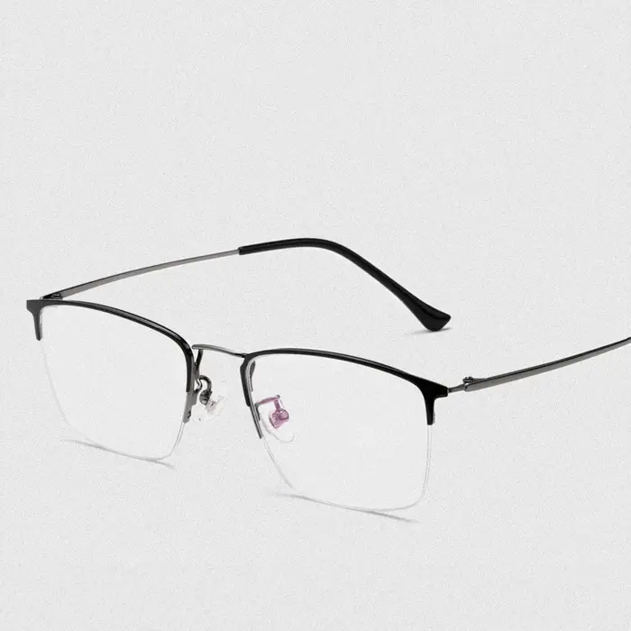 YIMARUILI – lunettes d'affaires rétro ultralégères pour hommes, demi-monture, titane pur, myopie, hy