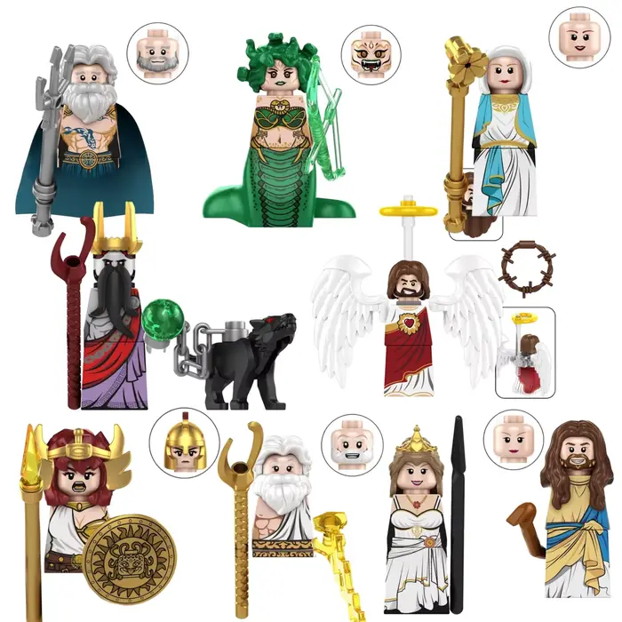 Boîte Mystère TP1044 Mini Figurines Mythologie Grecque Méduse Poséidon Zeus Briques de Construction 