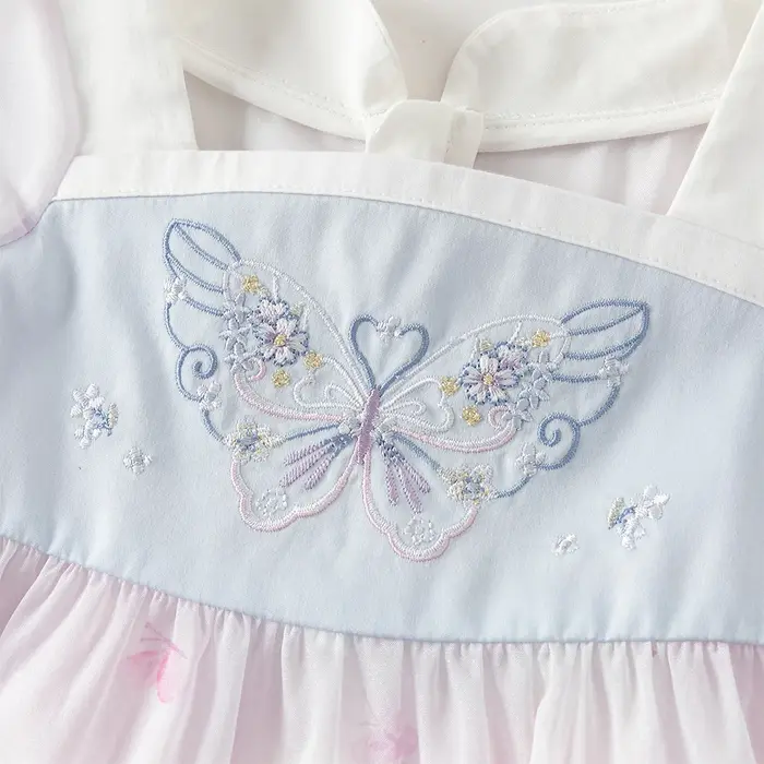 Robes d'été brodées pour enfants Dave Bella, robe en maille pour filles avec sac, style chinois, élé