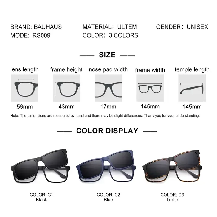 RS009 lunettes de soleil à monture magnétique classique ultra-légère et combinaison de lunettes opti