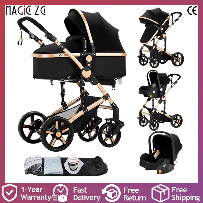 3 en 1 bébé poussette compacte nouveau-nés système de voyage poussette multifonctionnelle poussette 