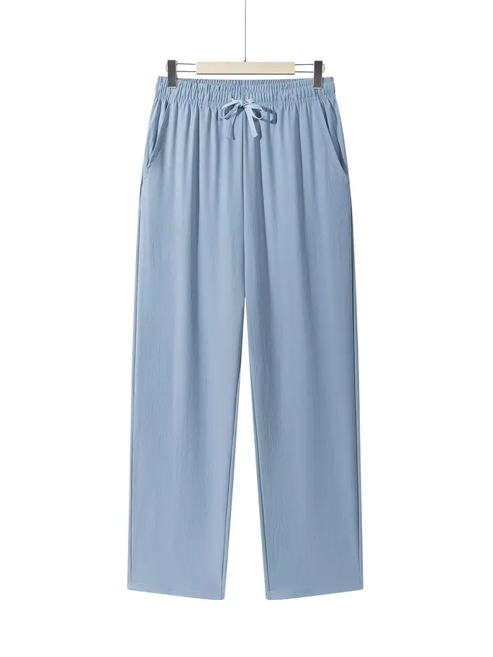 Pantalon léger pour hommes, pantalon de survêtement décontracté, couleur unie, cordon droit, respira