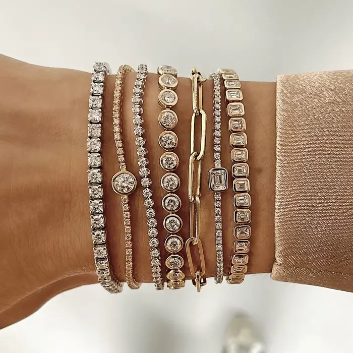 Bracelet en zircone cubique 5A CZ, lunette géométrique de différentes formes, chaîne de Tennis, bijo