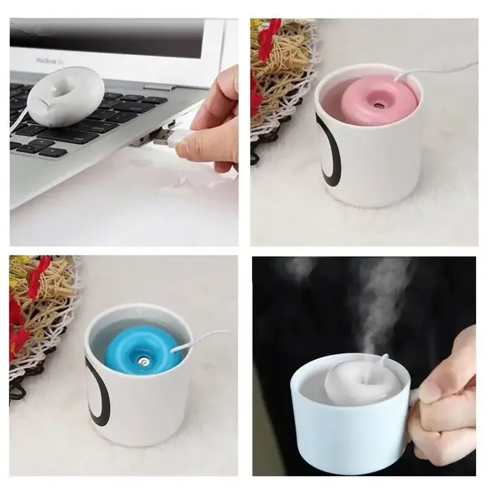 Mini humidificateur à ions négatifs Donut, purificateur d'air rond USB pour la maison, le bureau, di
