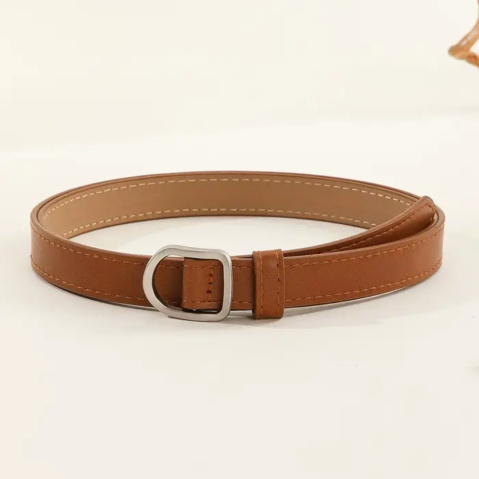 Ceinture paresseuse décontractée Simple perforée pour femmes, associée à des jeans, ceinture en cuir