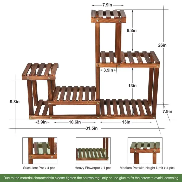 Support pour plantes en bois de pin, intérieur et extérieur, étagère à fleurs multicouche, support p