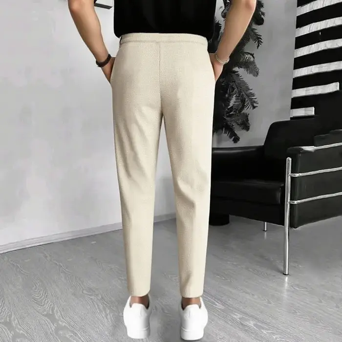 Pantalon gaufré élégant pour hommes – Coupe ajustée de sport décontracté avec cordon de serrage régl