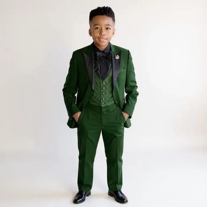 Costumes pour garçons, coupe cintrée, 3 pièces, fête de mariage formelle, smoking pour enfants, sur 