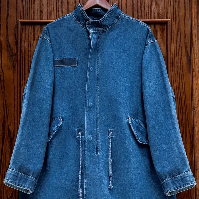 Maden-Coupe-vent mi-long en denim pour homme, pardessus décontracté, vestes en queue de poisson, pro
