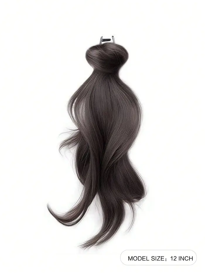 Perruque synthétique de 12 pouces, longue et droite, avec clip, extensions de cheveux en queue de ch