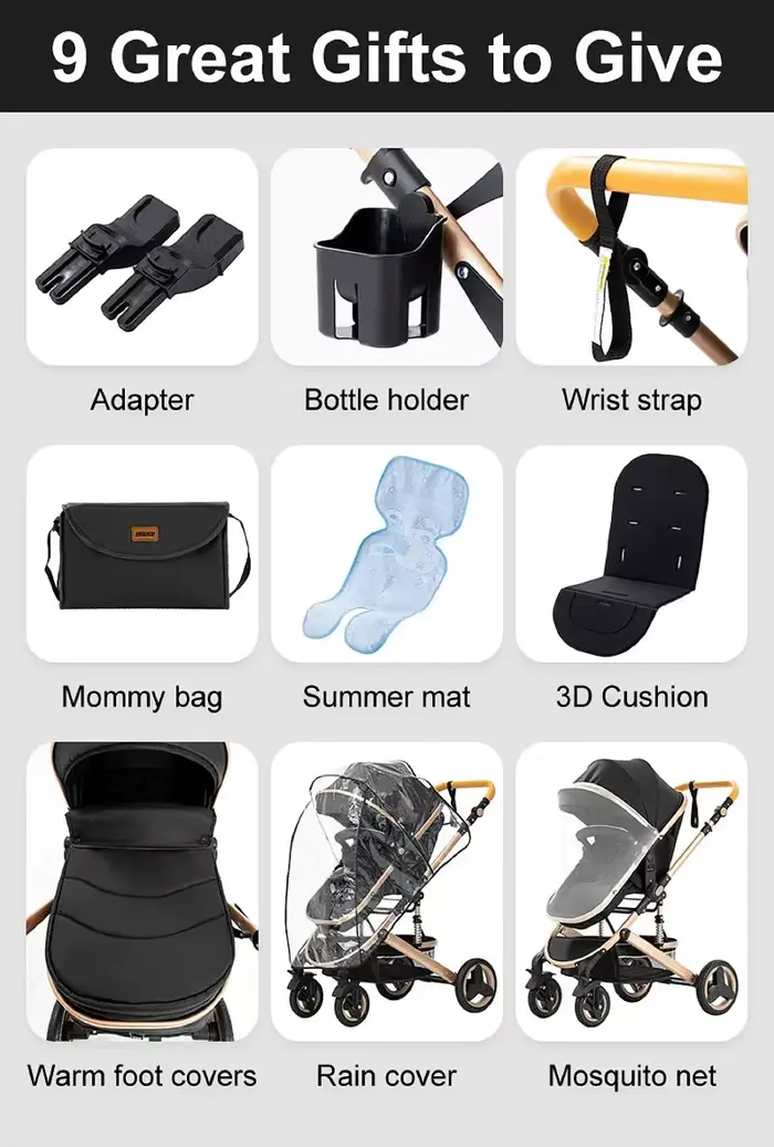 Poussette de luxe 3 en 1 pour bébé, portable, pliable, avec cadre en aluminium, pour nouveau-né et n