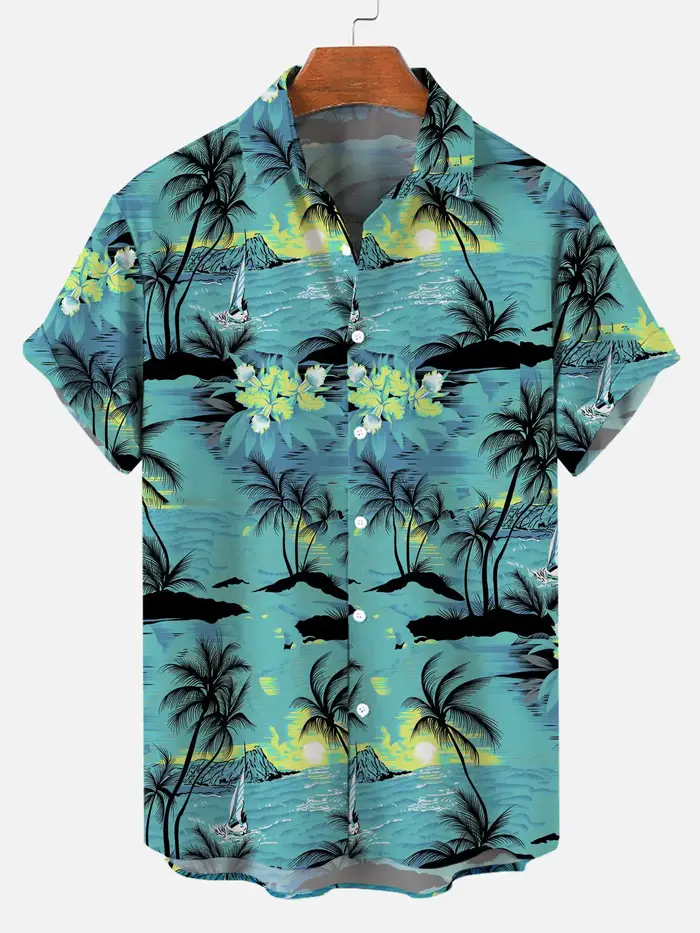 Chemises hawaïennes à fleurs pour hommes, chemises décontractées à manches courtes, col boutonné, mo