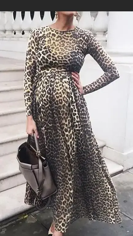 Robes de maternité Sexy à motif imprimé léopard, vêtements de grossesse à manches longues pour séanc