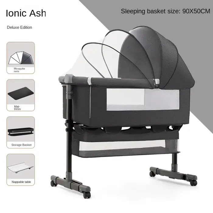 Moustiquaire multifonctionnelle pour berceau de bébé, grand sac de rangement, lit réglable en hauteu