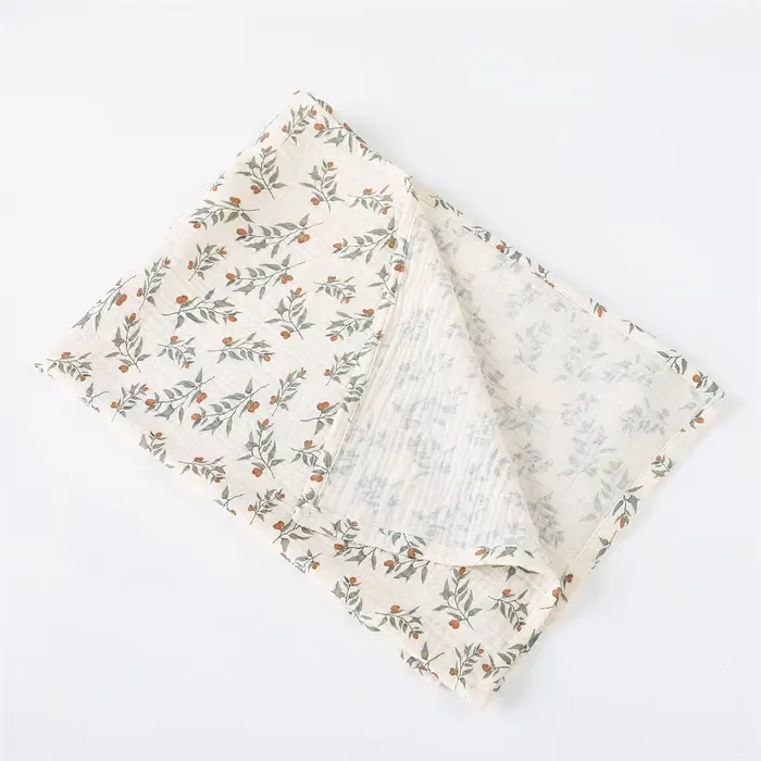Couverture d'emmaillotage en coton pour bébé, imprimé Floral, couche en mousseline, tissu froissé po