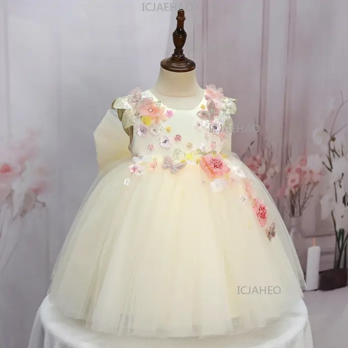 Nouvelle Robe de Princesse Faite à la Main avec Appliques pour Filles, Tenue de Cérémonie, d'Anniver
