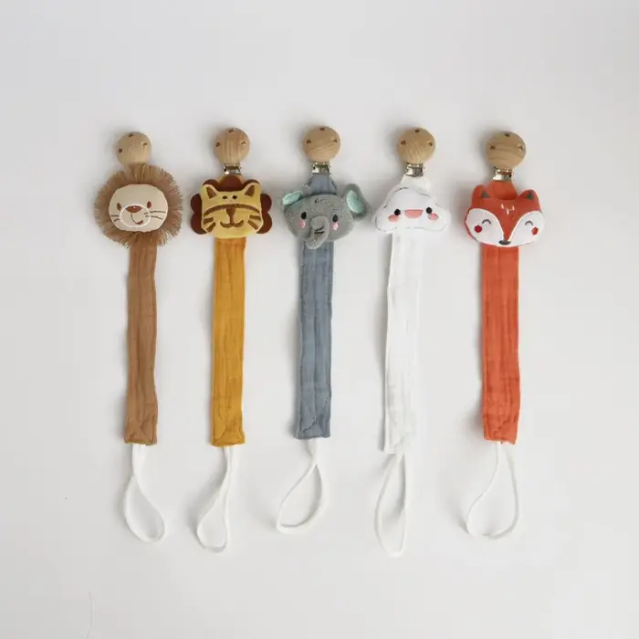 Attache-sucette pour bébé, 1 pièce, chaîne de sucette en bois de coton pour nouveau-né, porte-tétine