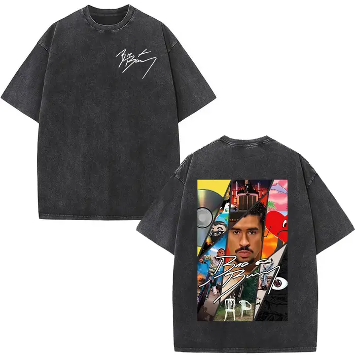 Lavé Vintage rappeur mauvais lapin T-shirt Debi Tirar Mas Fotos DTMF Album 2025 T-shirts hommes femm