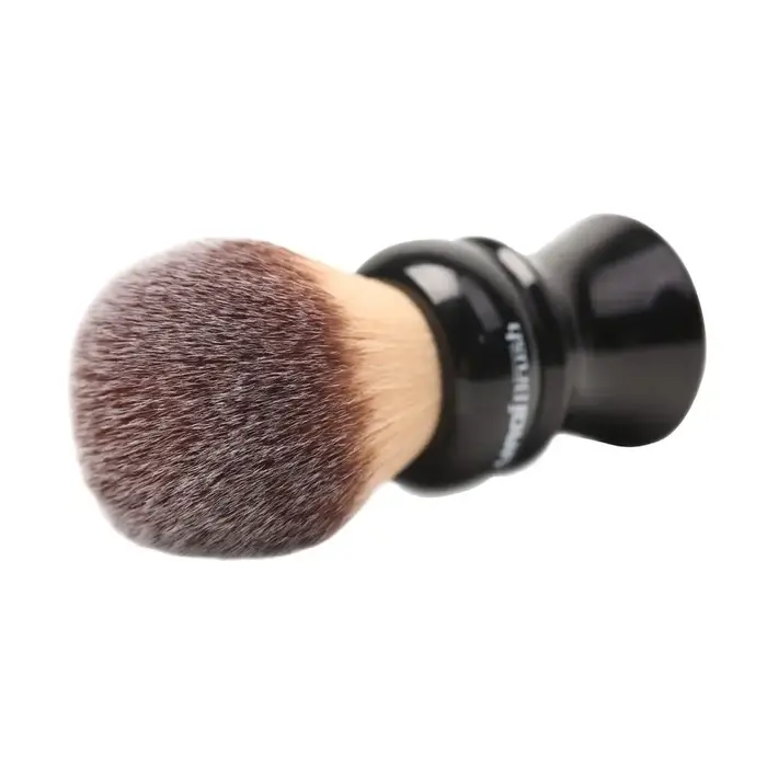 Pinceau à raser pour homme YAQI Ofel 24 mm, manche noir, poils synthétiques jaunes, pour rasage humi