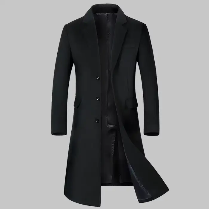 Manteau en laine pour hommes, Trench-Coat Long en coton épais au dessus du genou, de haute qualité, 
