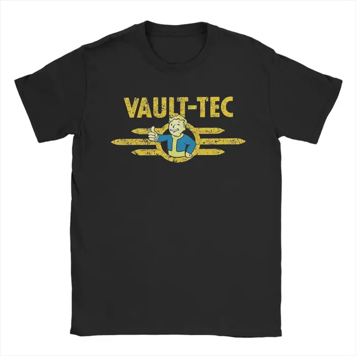 T-shirt Homme Distressed Vault-Tec 100% Coton Vêtements Loisirs Manches Courtes Col Rond Grande Tail