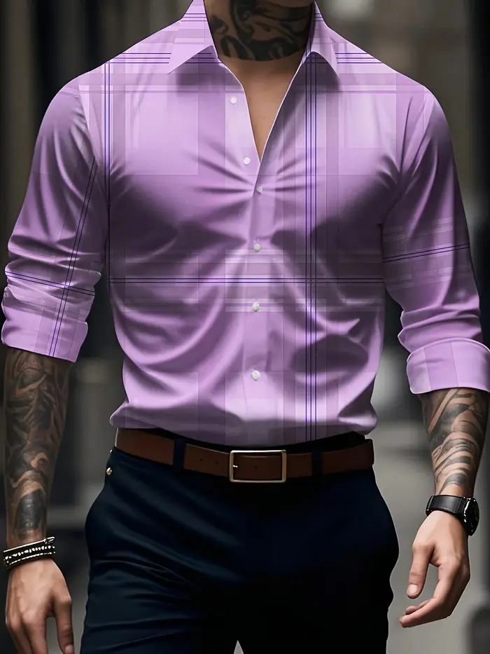 Chemise habillée à manches longues pour hommes, coupe cintrée, chemise formelle d'affaires, classiqu
